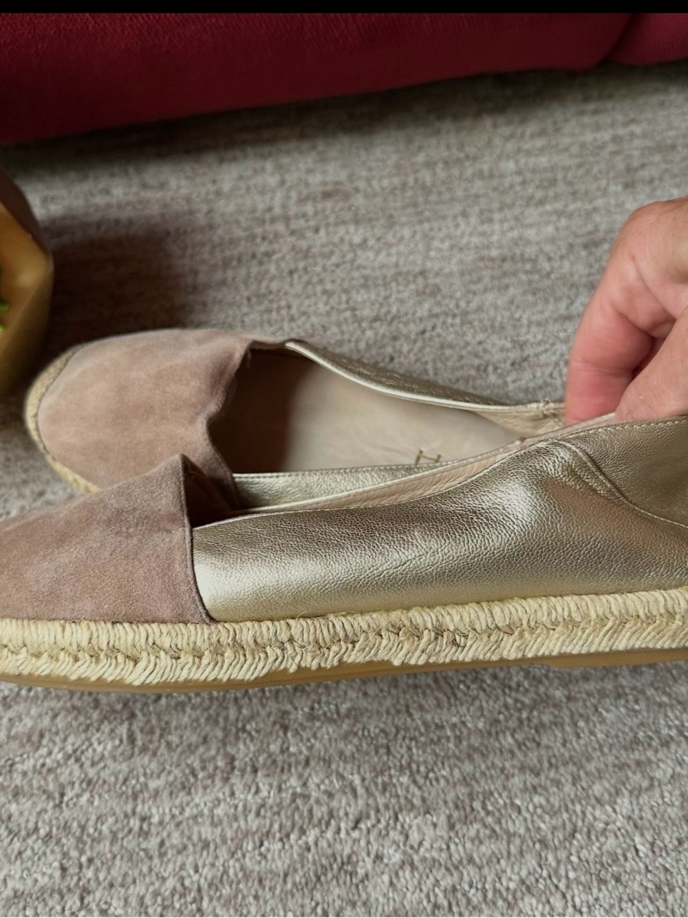 Unisa Two-Tone Suede & Metallic Leather Espadrille Flats Size 8.5 #222